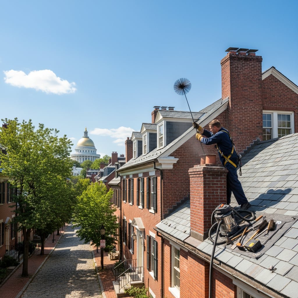 Sean Chimney Sweep team working on chimney